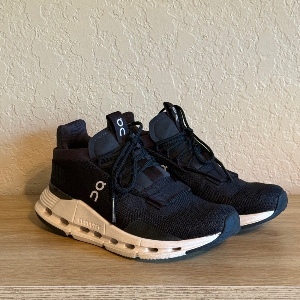 On Running Black Sneakers with White Soles